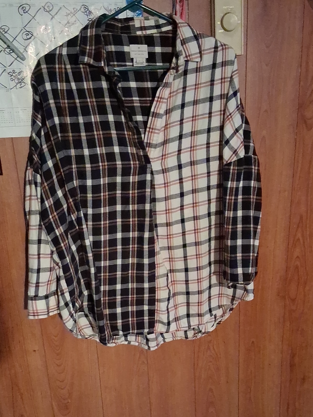 French Connection Two-Tone Plaid Button-Down Shirt - Black, White & Brown Womens